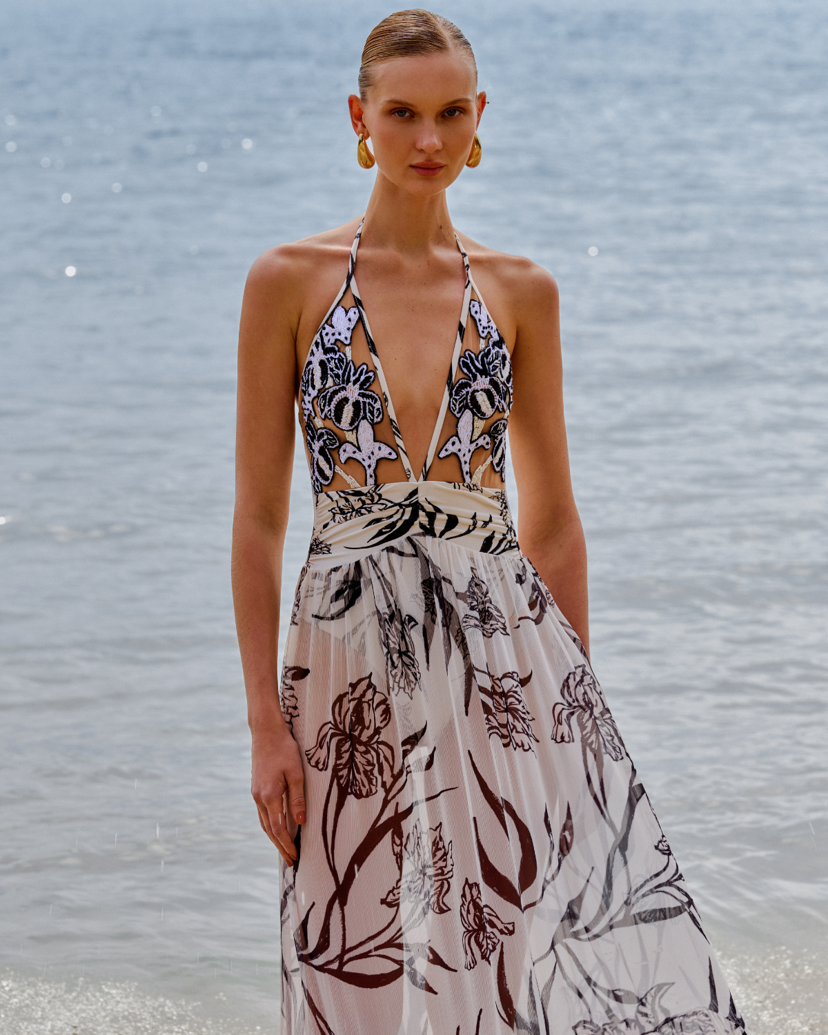 IRIS EMBROIDERED BEACH DRESS