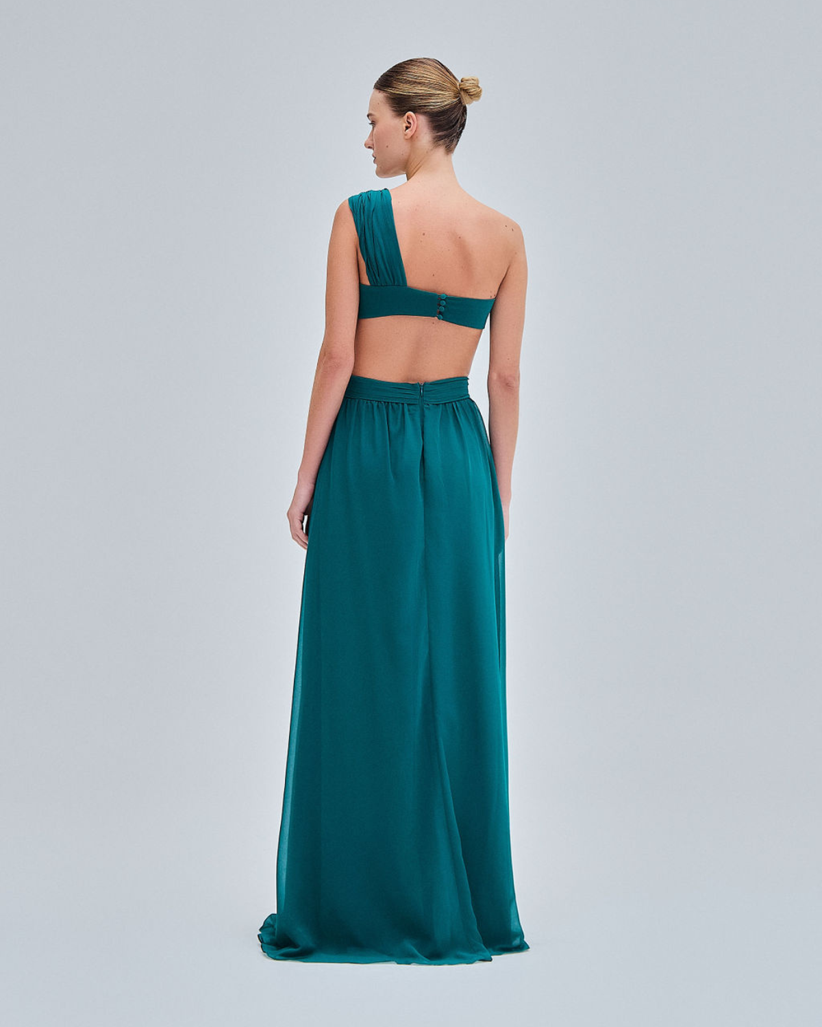 One Shoulder Cutout Flower Gown (FINAL SALE)