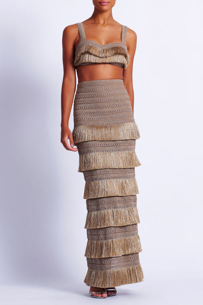 Metallic Fringe Maxi Skirt – PatBO