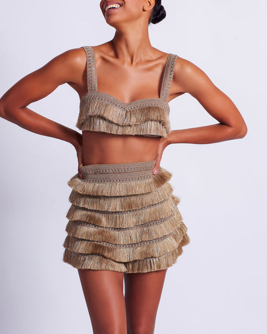 Metallic Fringe Shorts