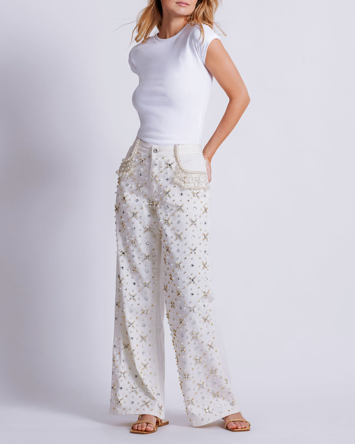 Beaded Wide Leg Jeans