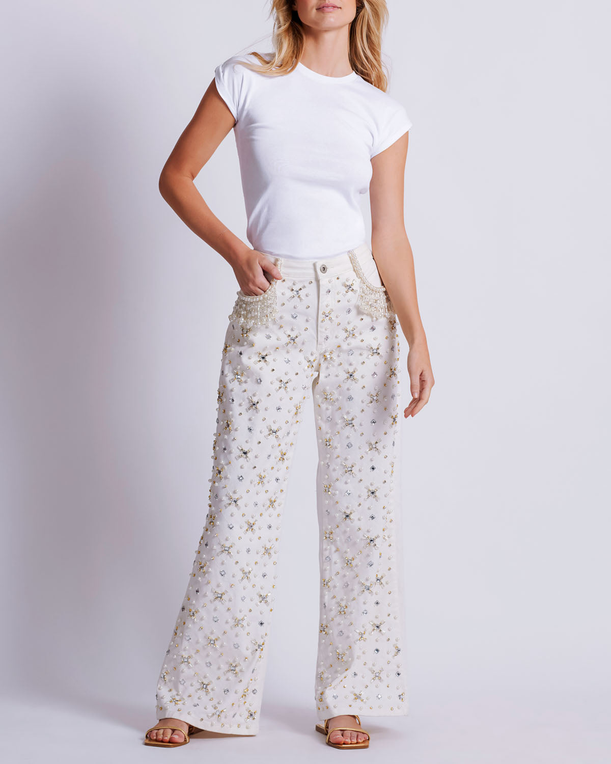 Beaded Wide Leg Jeans