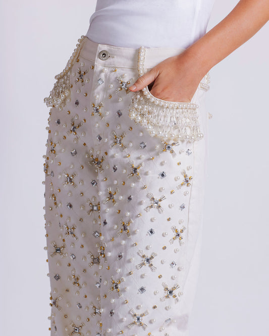 Beaded Wide Leg Jeans