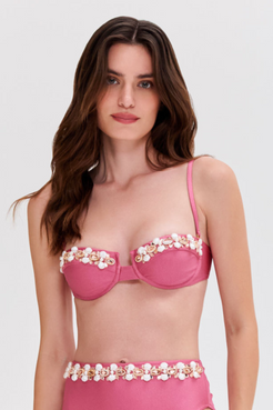 SEASHELL LYCRA EMBROIDERED BIKINI TOP