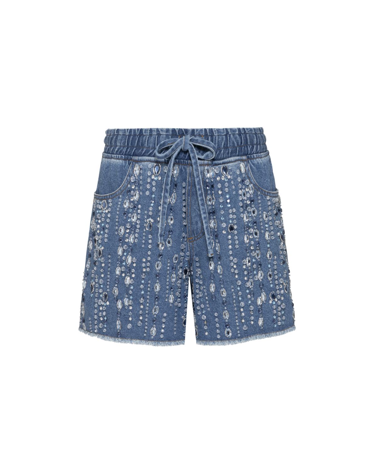 HAND BEADED DENIM SHORTS