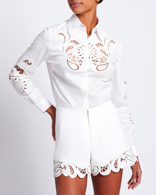 Lasercut Cotton Poplin Shorts (EXCLUSIVE)