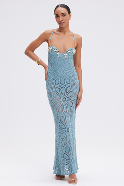 CROCHET EMBROIDERED MAXI DRESS