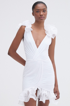 SILK PLISSE FLUTTER MINI DRESS
