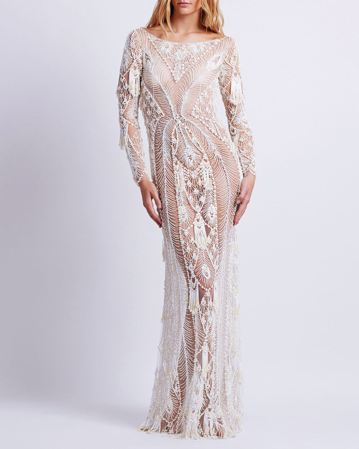 Hand-Beaded Illusion Tulle Gown (EXCLUSIVE)