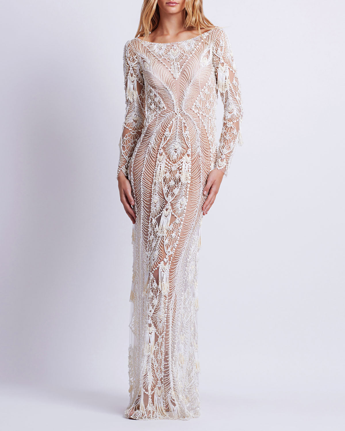 Hand-Beaded Illusion Tulle Gown (EXCLUSIVE)