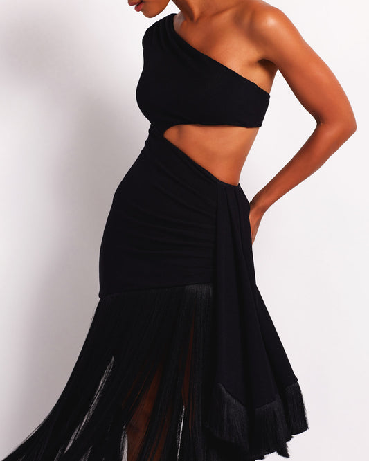 Cut-Out Fringe Trim Maxi