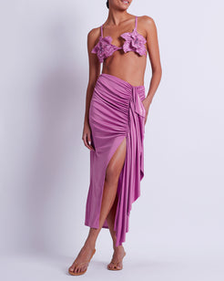 Metallic Jersey Midi Skirt