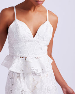 Lace Peplum Top White (EXCLUSIVE)