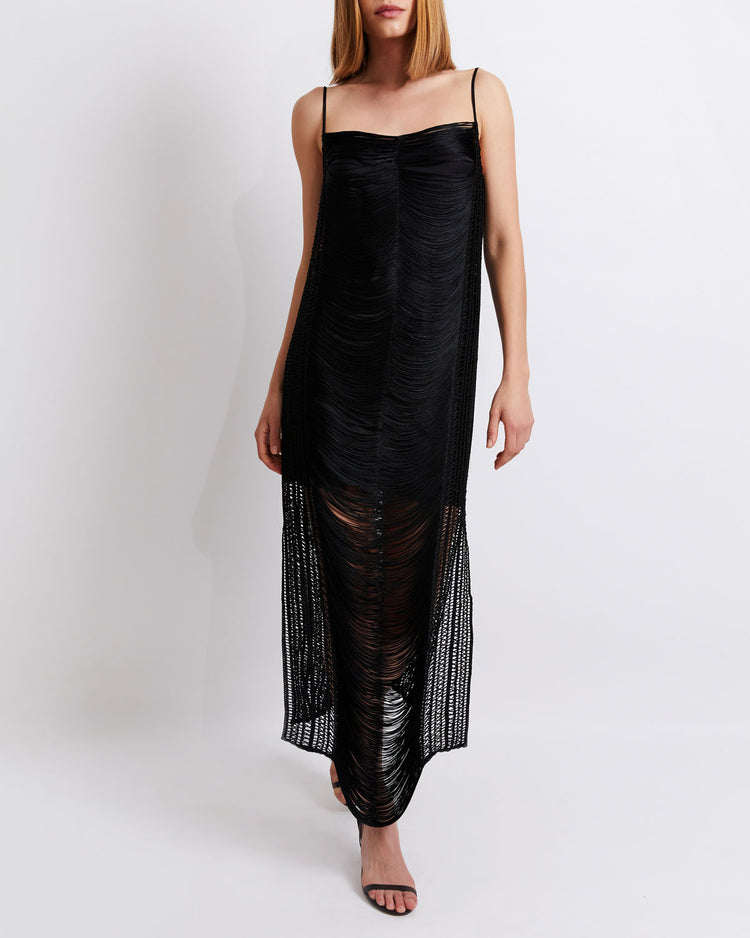 Draped Fringe Maxi Dress (FINAL SALE)