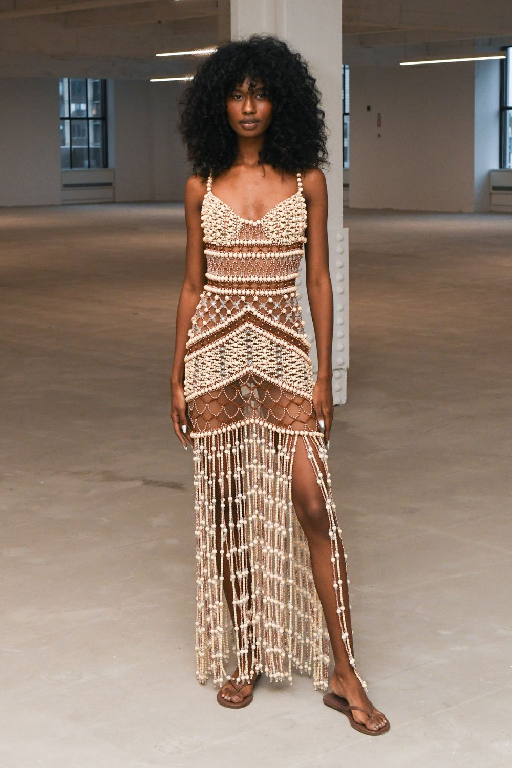 patbo beaded dress Wood and Crystal Beaded Gown