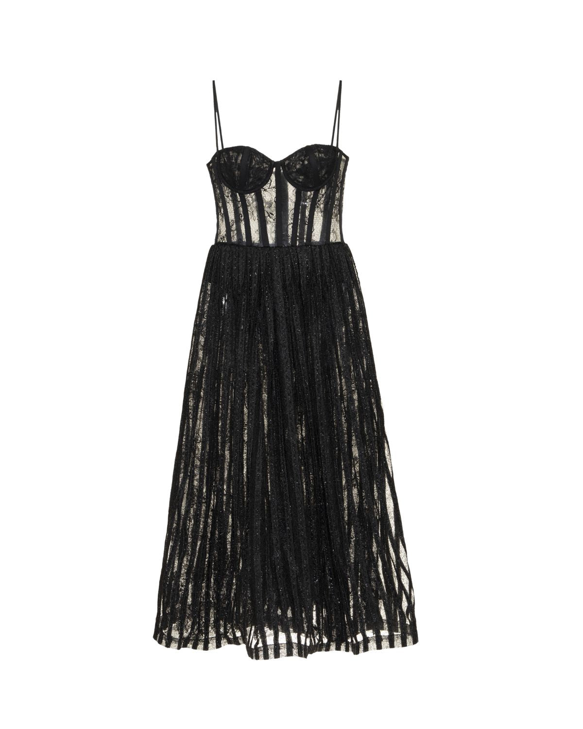 LUREX TULLE BUSTIER MIDI DRESS