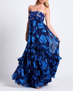 Nightflower Beaded Strapless Gown