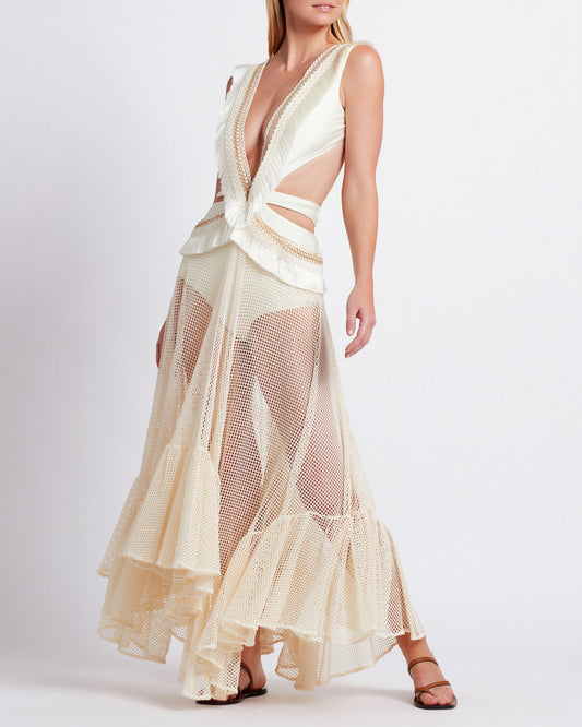 FRINGE NETTED BEACH DRESS