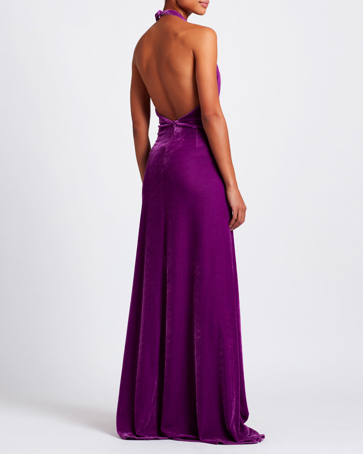 PLUNGE VELVET MAXI DRES WITH BEADED FRINGE (FINAL SALE)