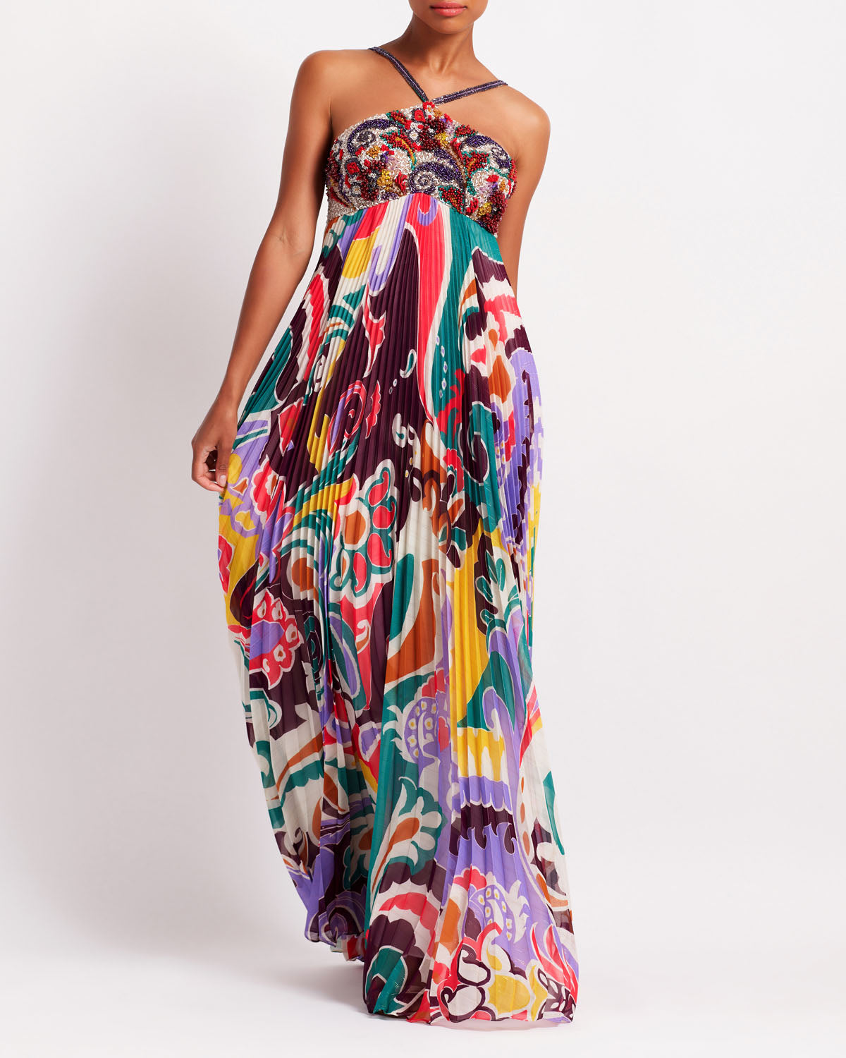 Beaded Daydreamer Pleated Gown (FINAL SALE)