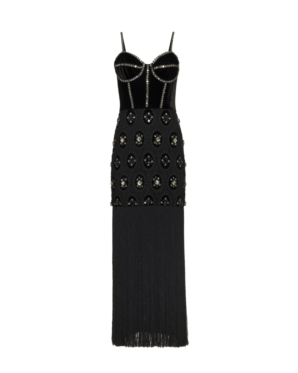 BEADED VELVET LACE MAXI DRESS (EXCLUSIVE)