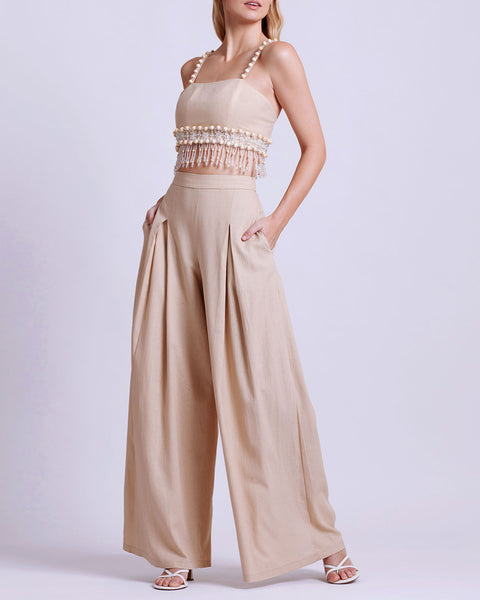 【BAON】Lahis Color Wide Pants - Linen 55 Linen Wide Leg Pant – PatBO