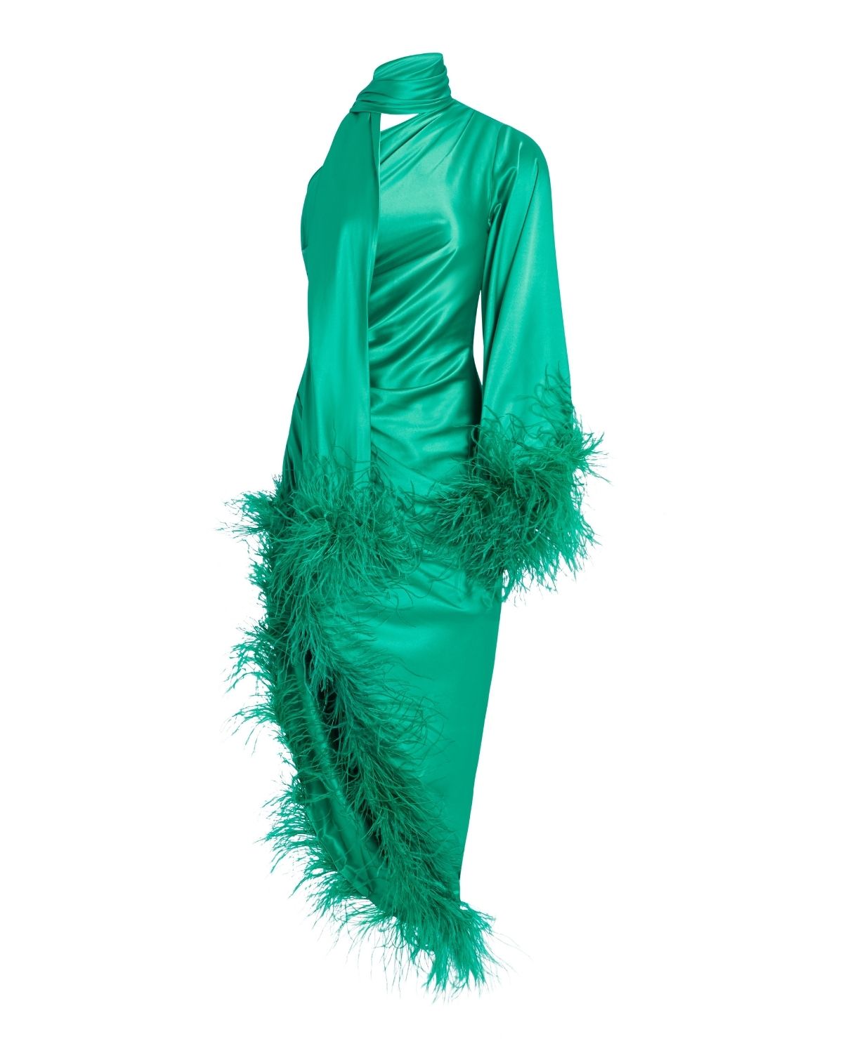 Feather Trim Oscar Dress