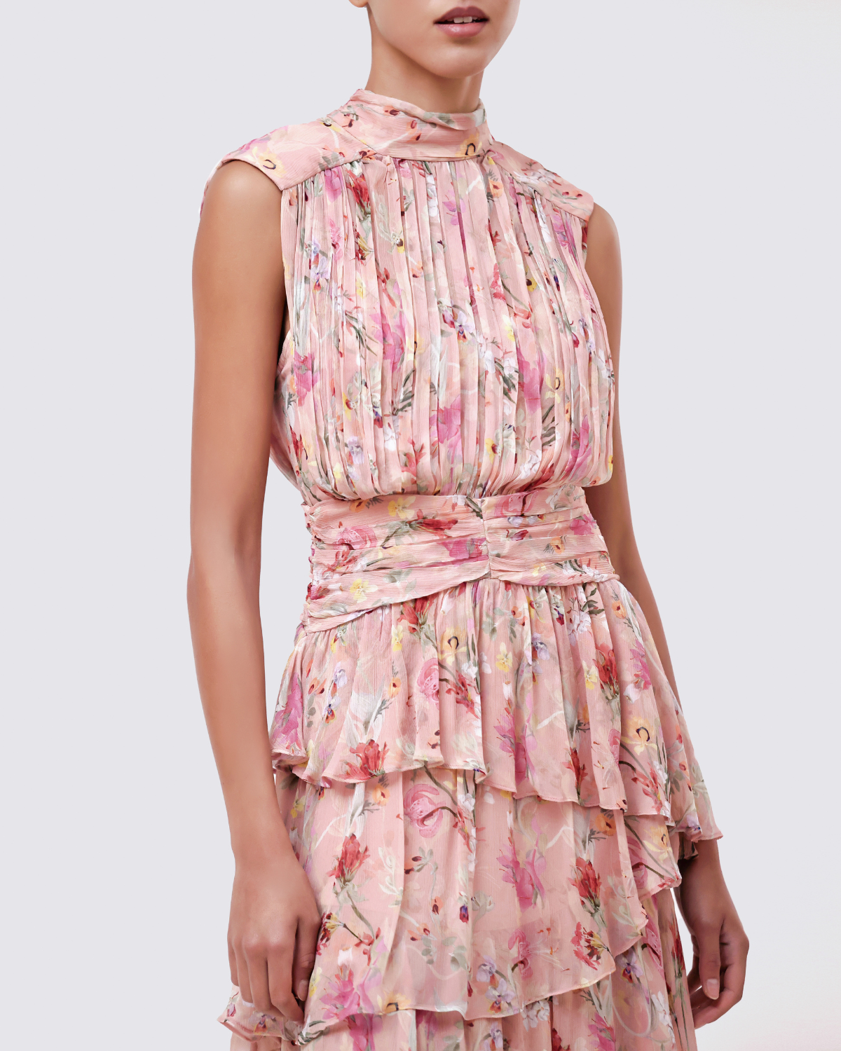 LILY FLOWER SLEEVELESS MIDI DRESS