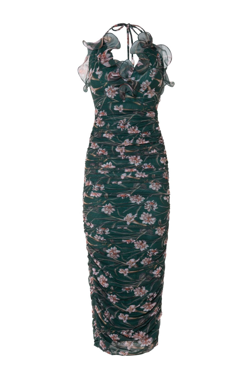 BOTANIC RETRO FLUTTER MIDI DRESS