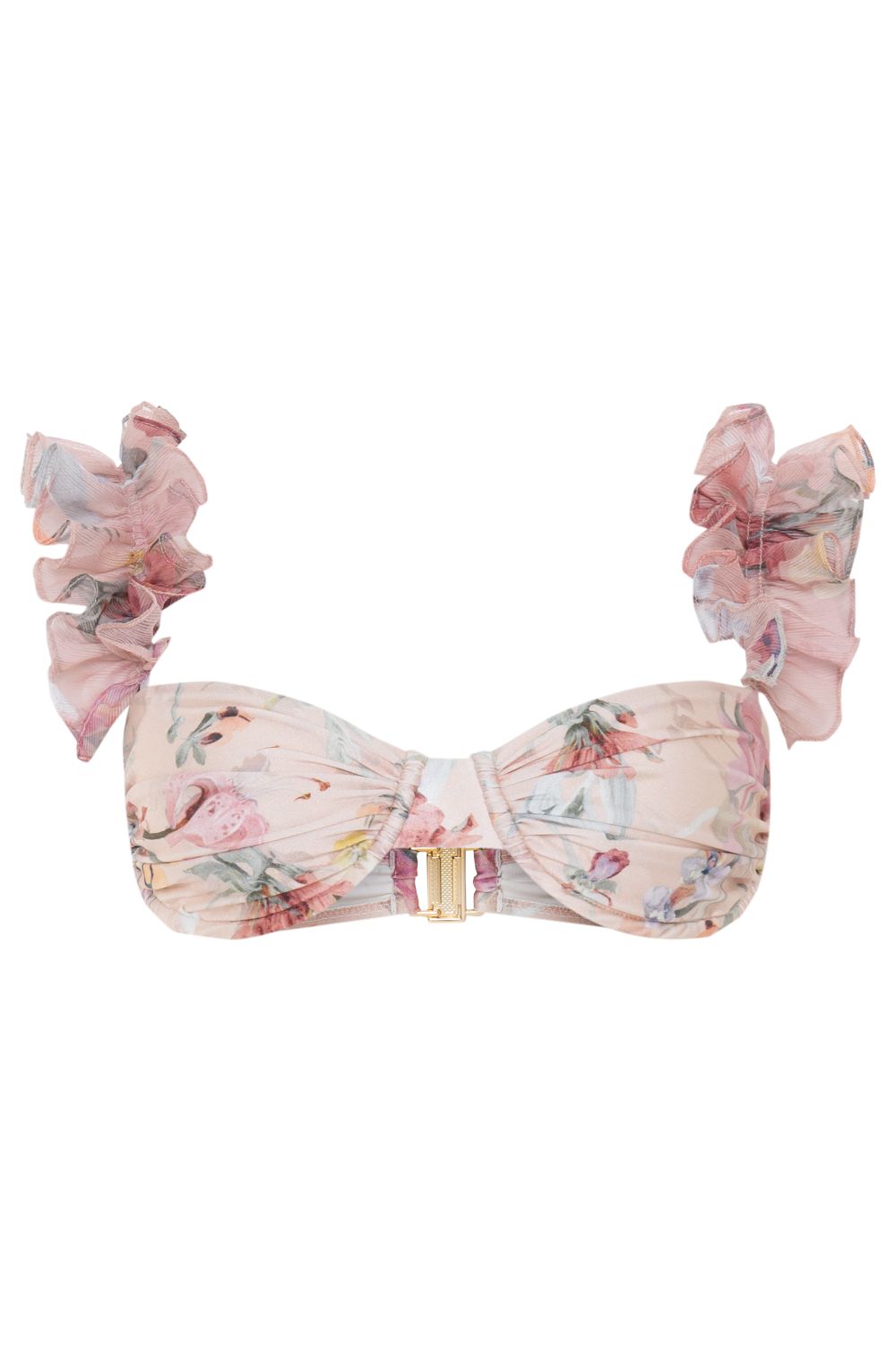 LILY FLOWER FLUTTER SLEEVE BIKINI TOP
