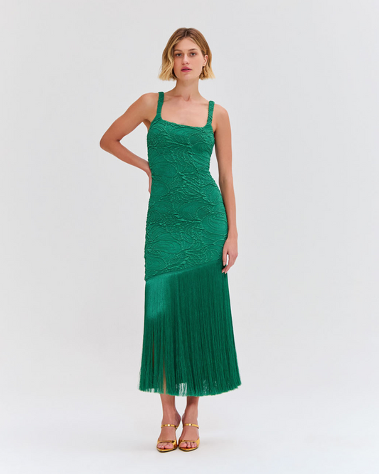 Jacquard Fringe Maxi Dress
