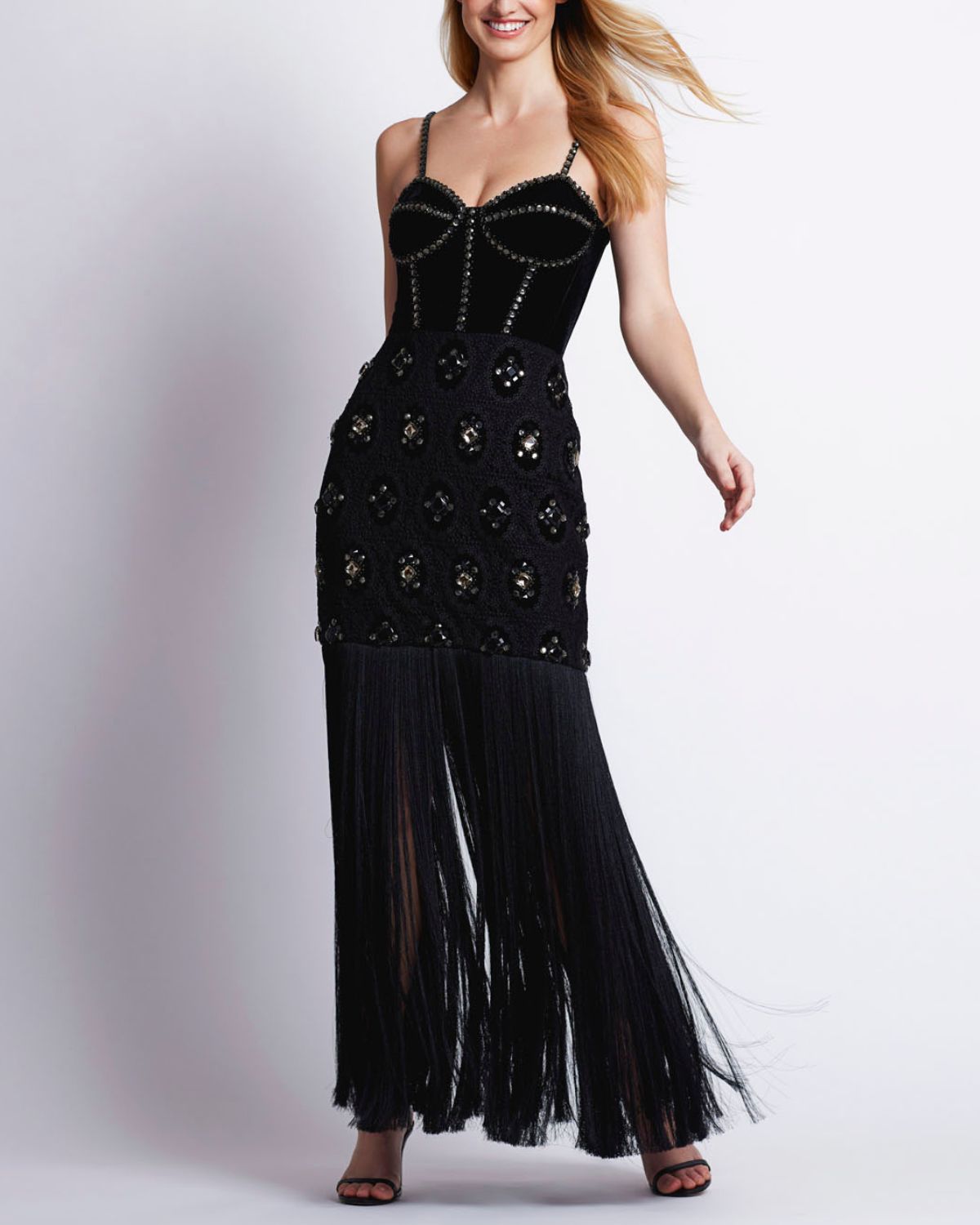 BEADED VELVET LACE MAXI DRESS (EXCLUSIVE)