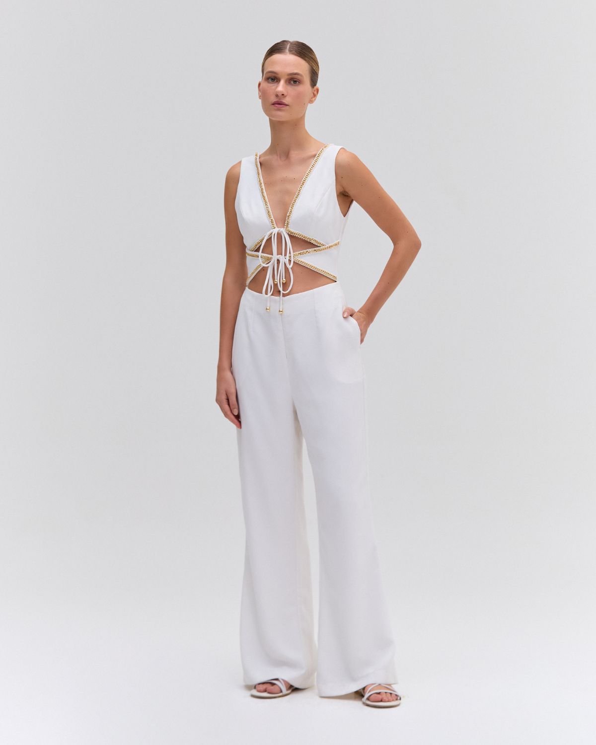 CHAIN EMBELLISHED JUMPSUIT