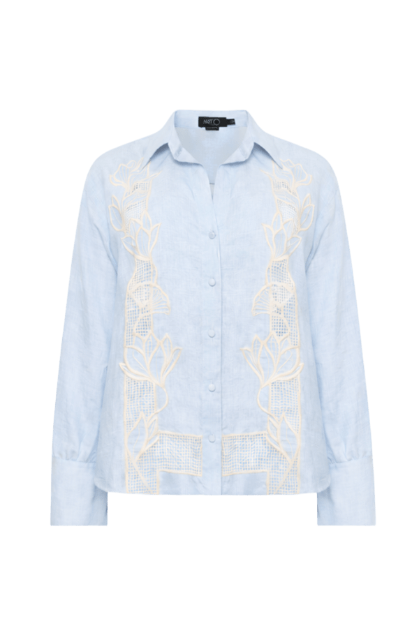 ACQUAMIST LINEN EMBROIDERED SHIRT