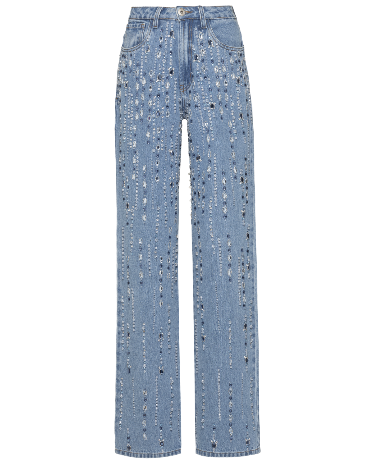 Hand-Beaded Straight Leg Jeans