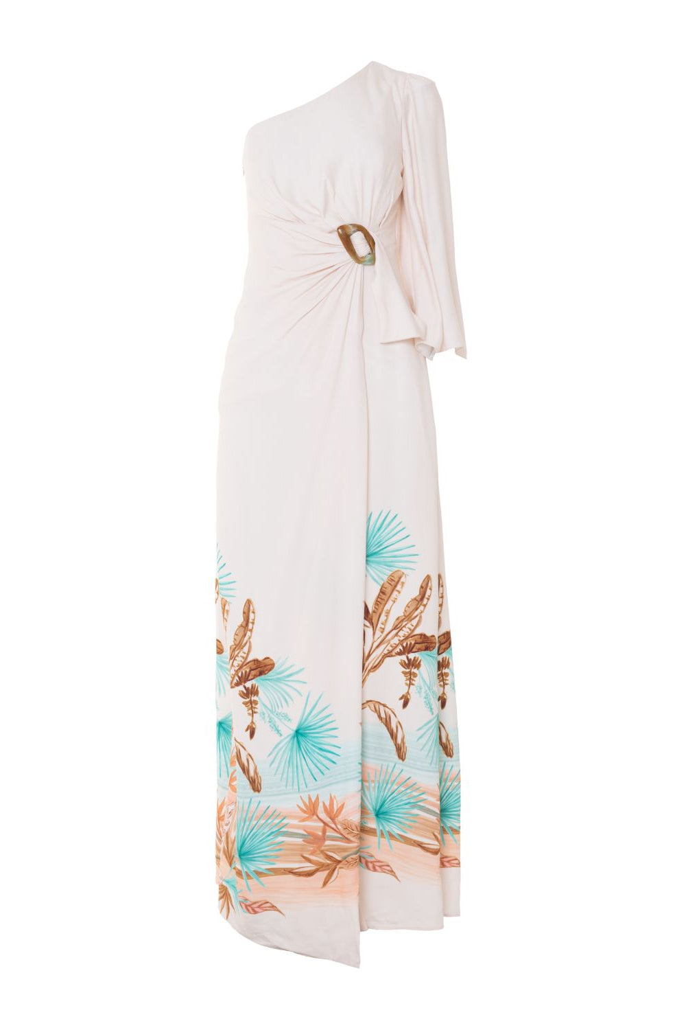 BANANEIRA TROPICAL ONE SHOULDER MAXI DRESS