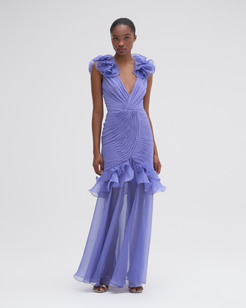 SILK PLISSE FLUTTER GOWN