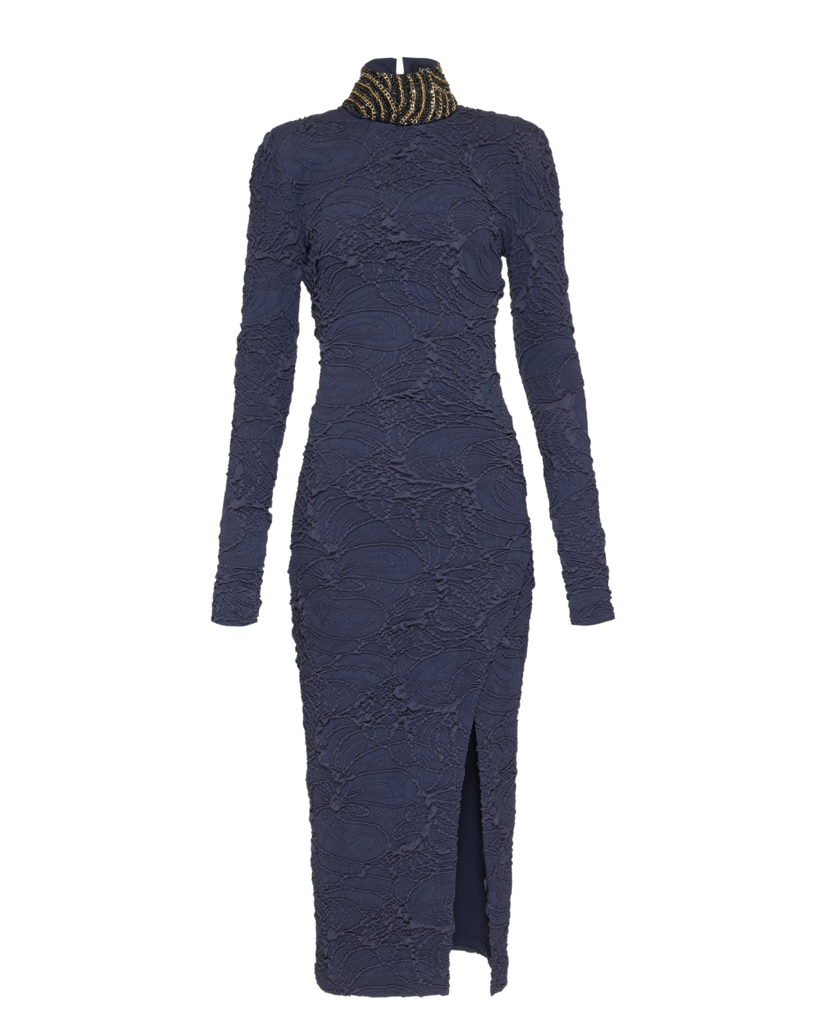 Chain Embellished Jacquard Midi Dress