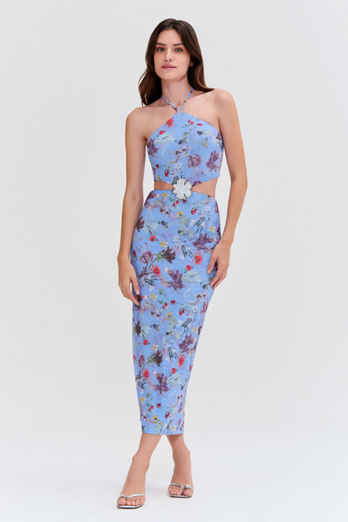 LILY FLOWER HALTERNECK DRESS