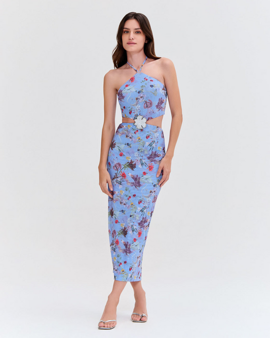 LILY FLOWER HALTERNECK DRESS