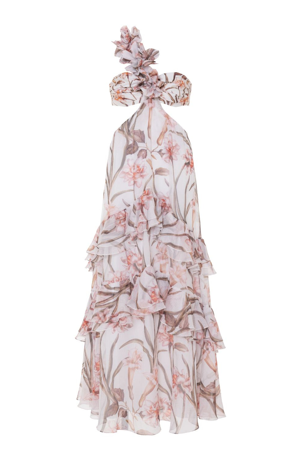BOTANIC RETRO FLOWER APPLIQUE BEACH DRESS
