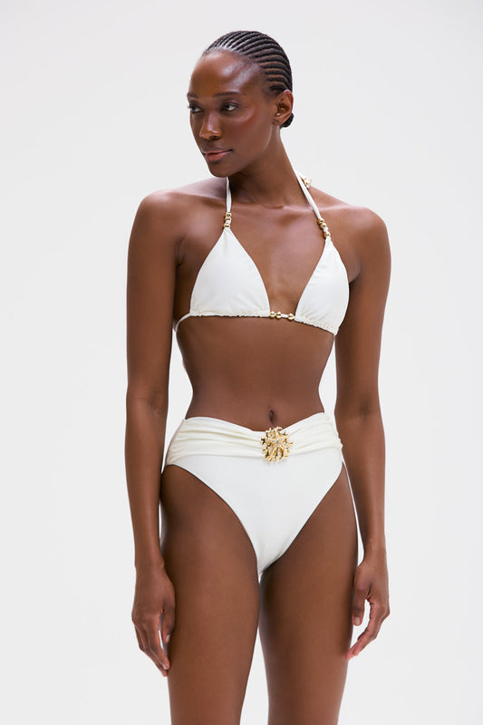 HIGH WAIST CORAL BIKINI BOTTOM