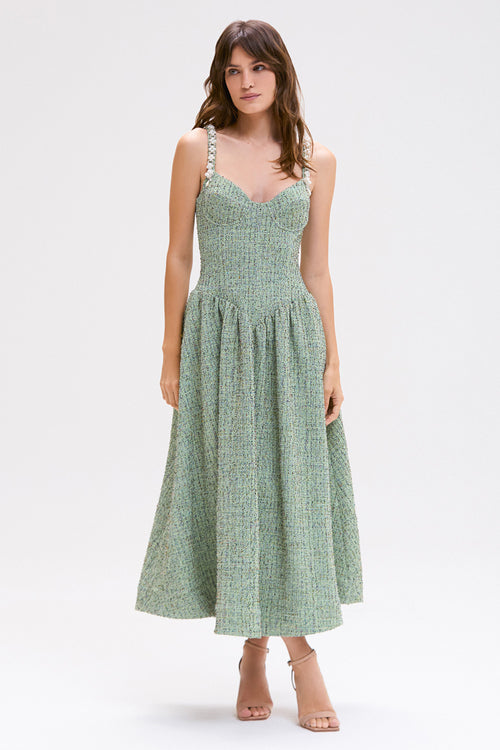 CRYSTAL TWEED MIDI DRESS
