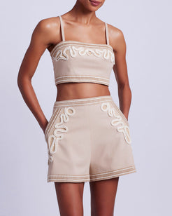 Embroidered Linen Shorts