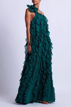 Rosette One Shoulder Gown