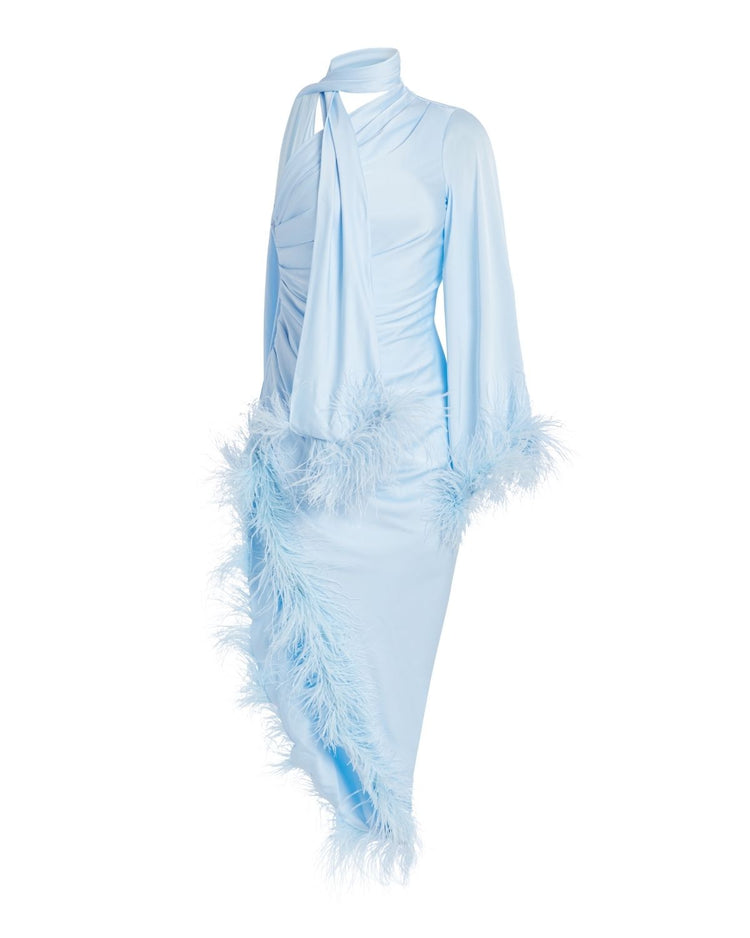 Feather Trim Oscar Dress (FINAL SALE)