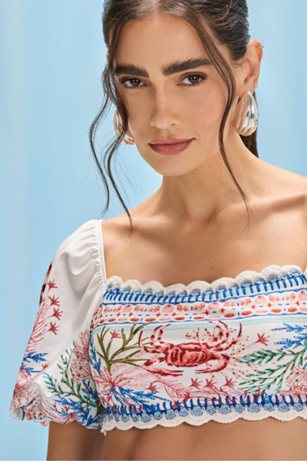 SEAWEED PUFF SLEEVE BIKINI TOP