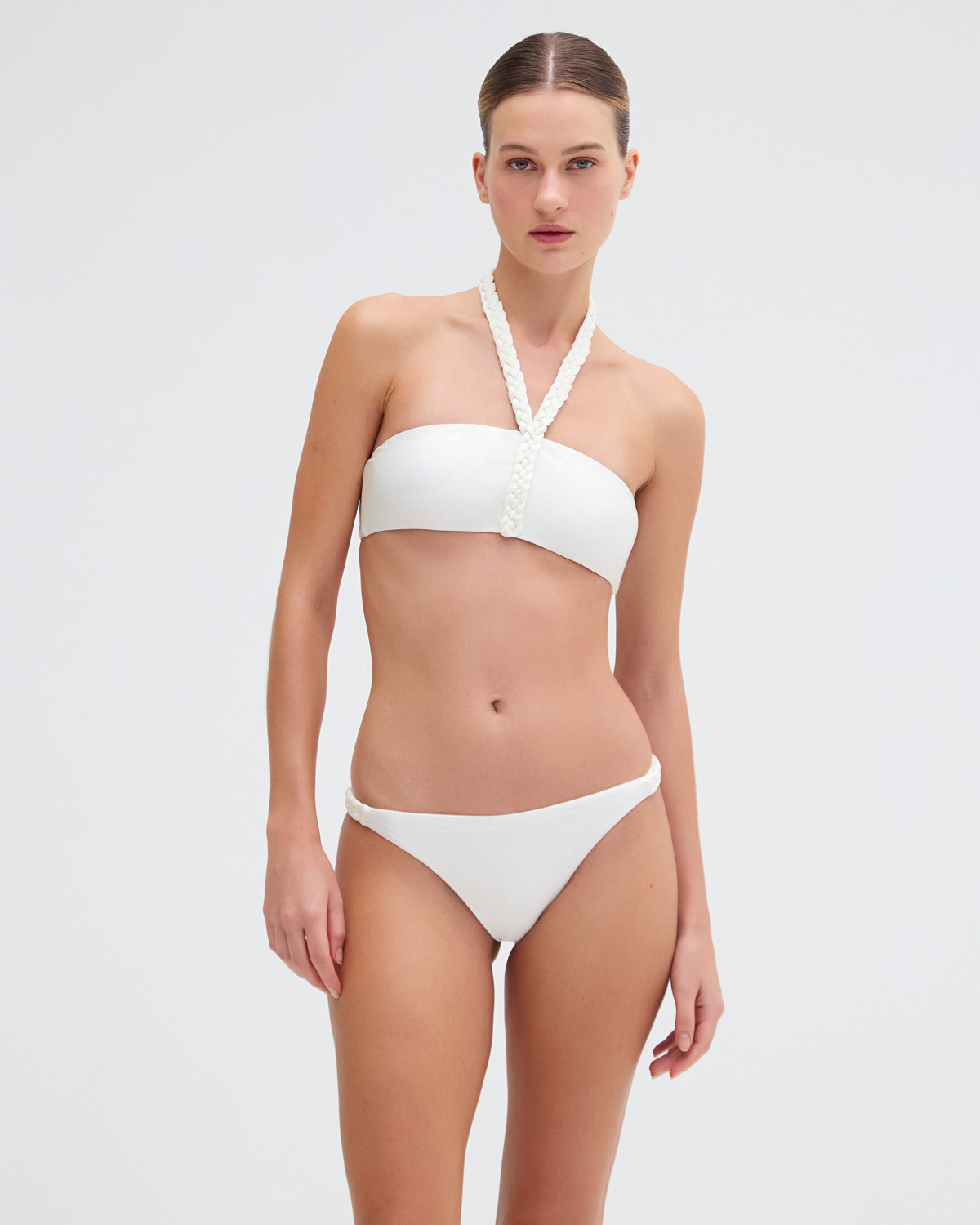 PATBO X CAMILA COELHO JERSEY SANDS HALTERNECK BRAIDED BIKINI TOP