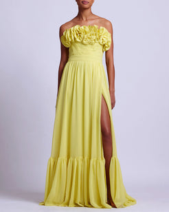 Pleated Strapless Maxi Dress