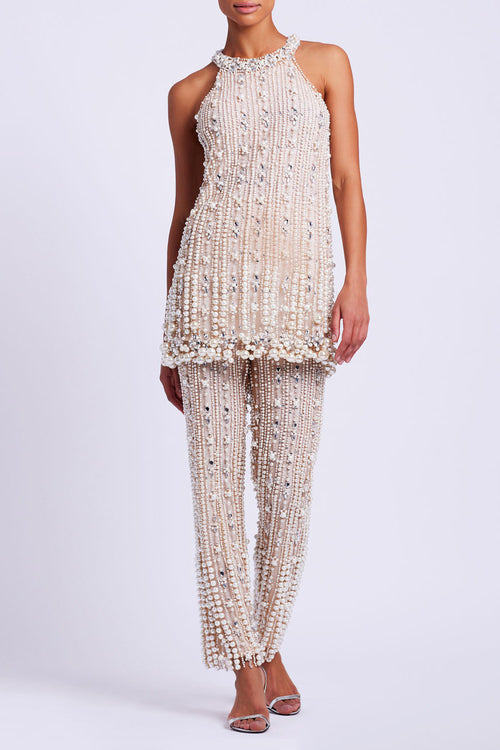 Pearl-Beaded Straight Leg Pant (EXCLUSIVE)